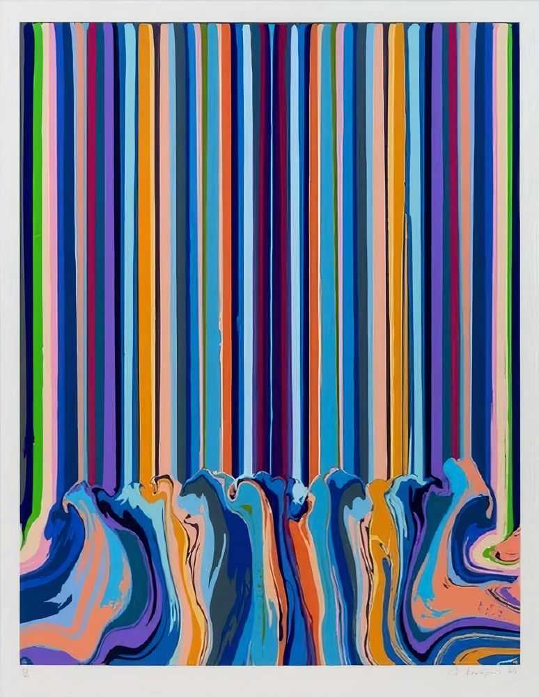 Ian Davenport, ‘Mirrored Black Enamel’, 2023, Print, Gloss enamel screenprints in 38 colours on Somerset Tub Sized Satin 600gsm, null, Numbered