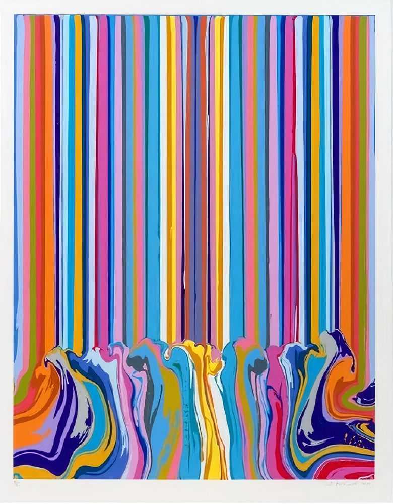 Ian Davenport, ‘Mirrored Blue Enamel’, 2023, Print, Gloss enamel screenprints in 38 colours on Somerset Tub Sized Satin 600gsm, null, Numbered