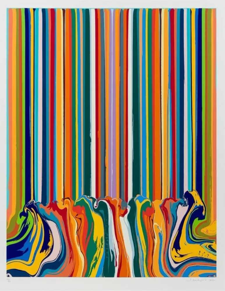 Ian Davenport, ‘Mirrored Turquoise Enamel,’, 2023, Print, Gloss enamel screenprints in 38 colours on Somerset Tub Sized Satin 600gsm, null, Numbered
