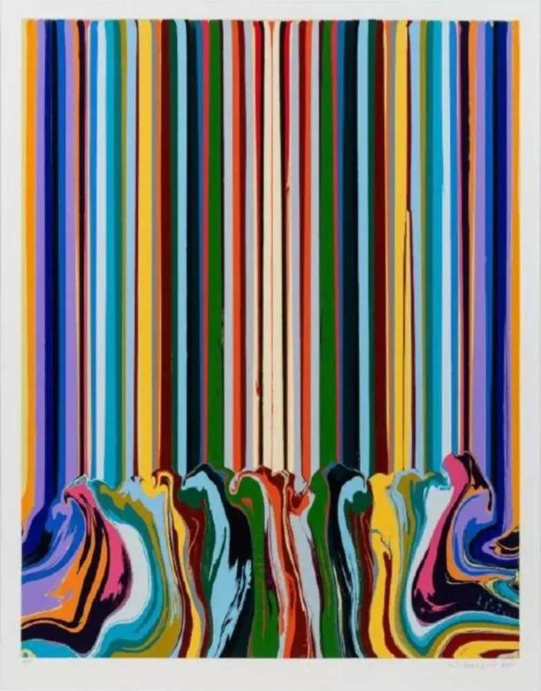 Ian Davenport, ‘Mirrored Yellow Enamel’, 2023, Print, Gloss enamel screenprints in 38 colours on Somerset Tub Sized Satin 600gsm, null, Numbered