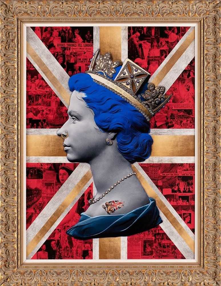 Illuminati Neon, ‘Blue & Red Headlines Queen’, 2022, Print, Fine Art Print, Castle Fine Art, Numbered, Framed
