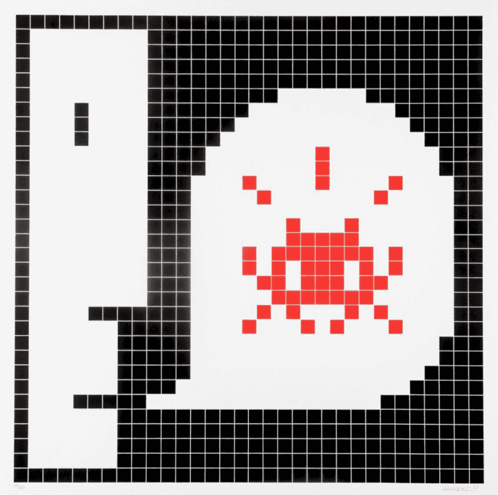 Invader, ‘Alert (Red)’, 2021, Print, Screenprint on paper, MGLC Ljubljana, Numbered, Dated