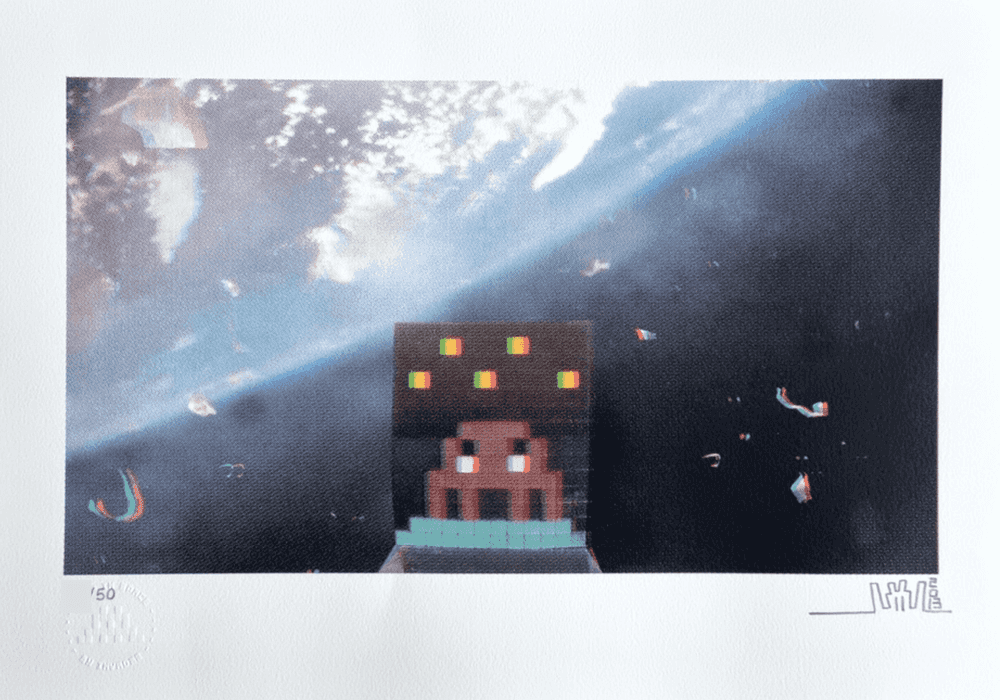 Invader, ‘Art4Space (3D)’, 2013, Print, 4 colour screenprint3D print on Rives BFK acid free 100% cotton 250gr paper, Self-released, Numbered, Dated