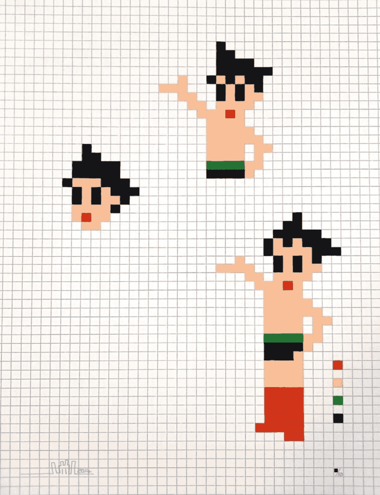 Invader, ‘Astroboys’, 2014, Print, Screenprint in colours, on wove paper, the full sheet, Gallery Target, Numbered, Dated
