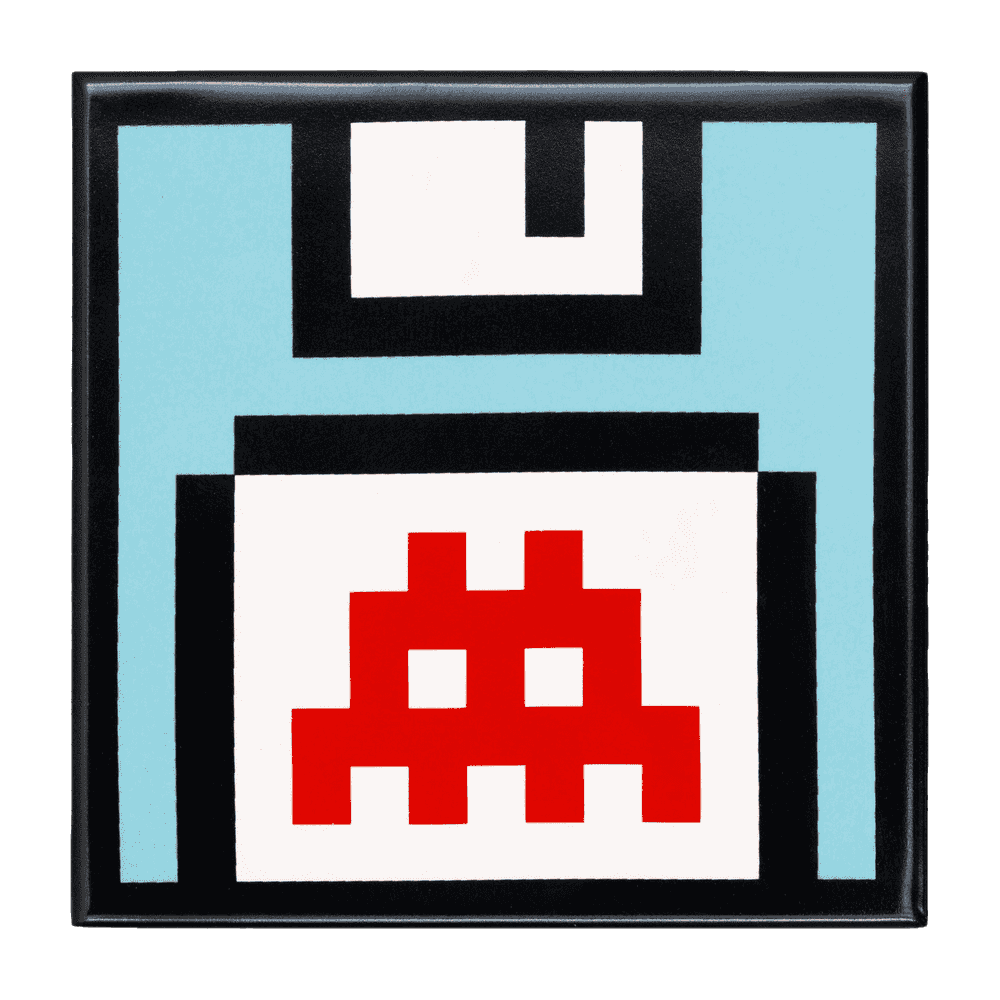 Invader, ‘Floppy Disk Tile’, 2026, Collectible, Ceramic Tile - Silkscreened and Kiln-Fired Enamel Finish , null, Numbered