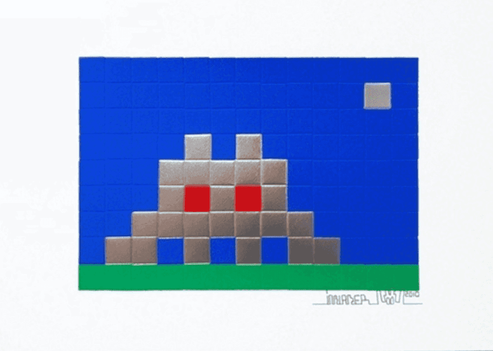 Invader, ‘Home (Earth)’, 2010, Print, Embossed screenprint printed with reflective foil inks, Pictures on Walls, Numbered, Dated