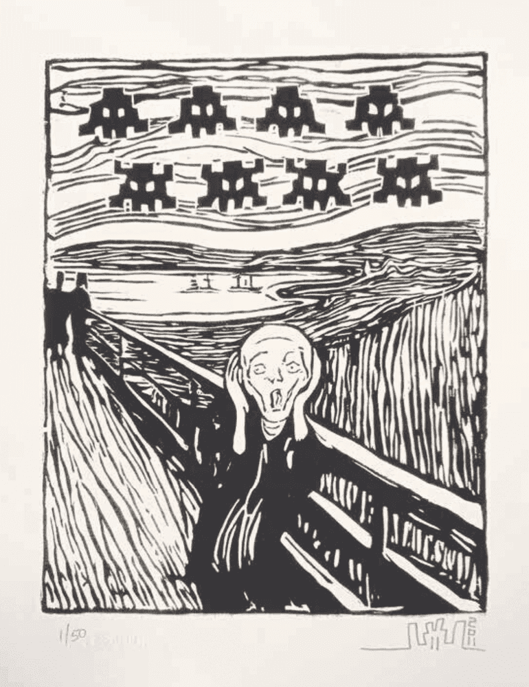 Invader, ‘Invaded Scream’, 2011, Print, Woodcut on Fabriano Rospina Avorio 285gsm paper, Lazinc, Numbered, Dated