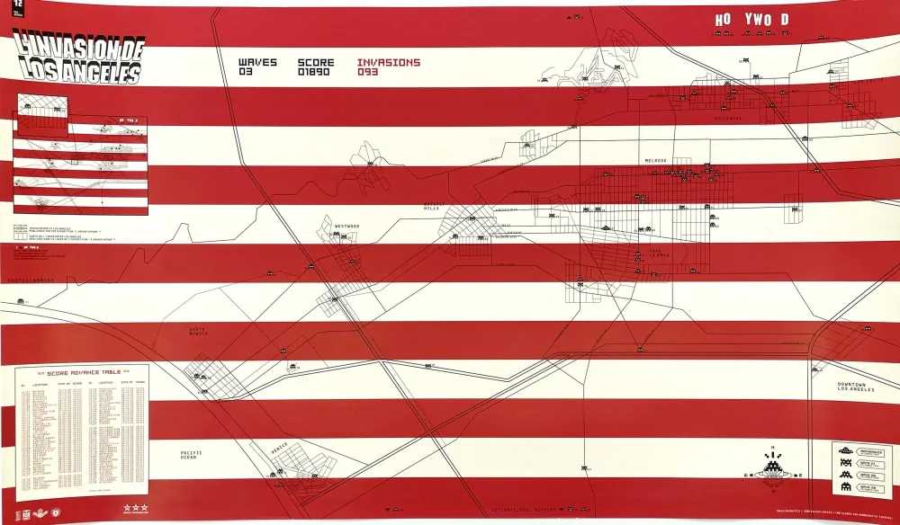 Invader, ‘Invasion Map of Los Angeles (Rare Flat)’, 2004, Book, Offset lithograph, 4 colors processed on both sides., null, 