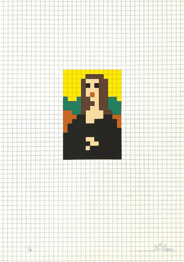 Invader, ‘Low Res Mona Lisa’, 2014, Print, Screenprint in colours, on wove paper, the full sheet, Gallery Target, Numbered, Dated