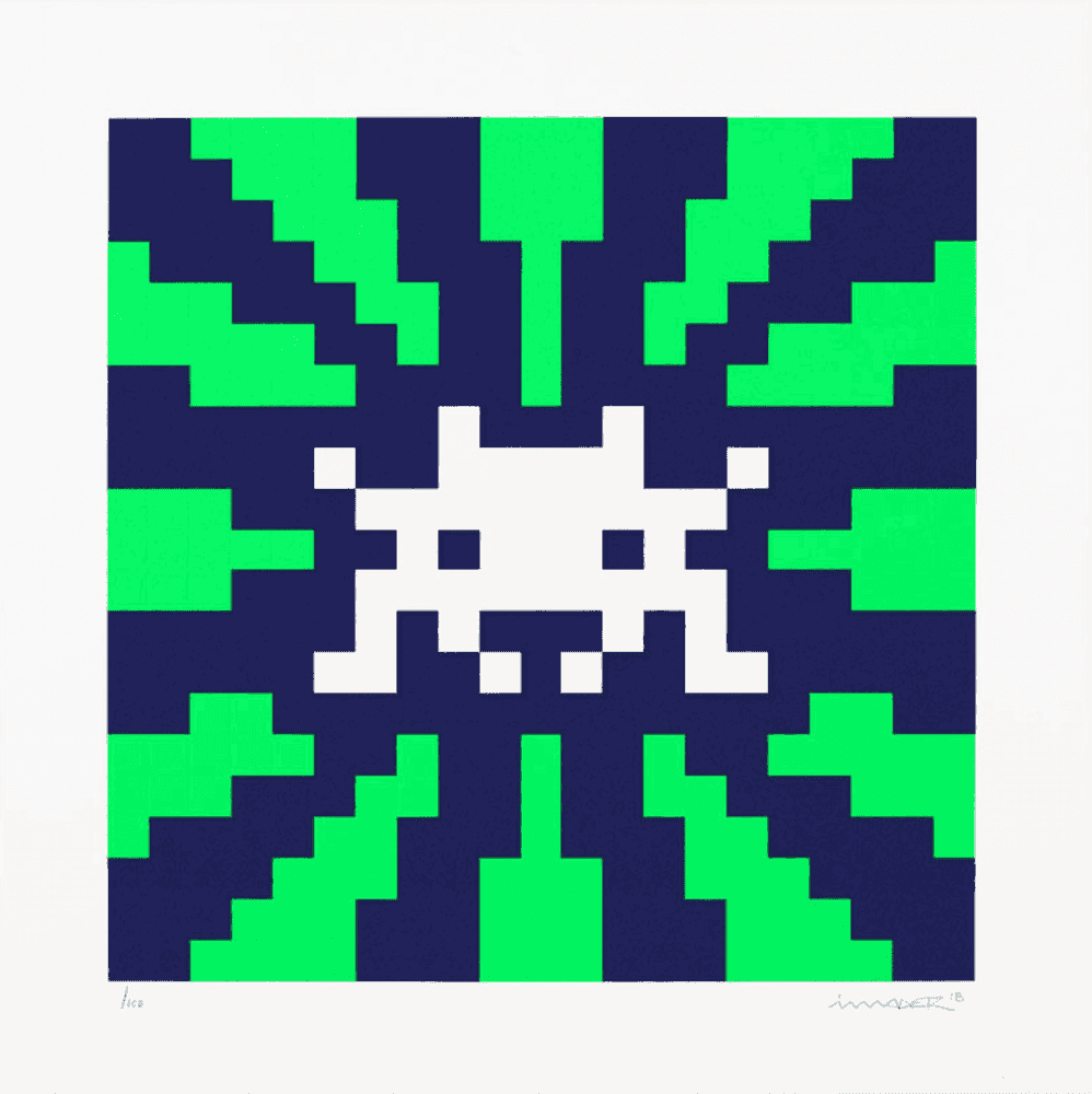 Invader, ‘Sunset (Fluo)’, 2018, Print, Embossed screenprint on white art paper, Over The Influence, Numbered, Dated