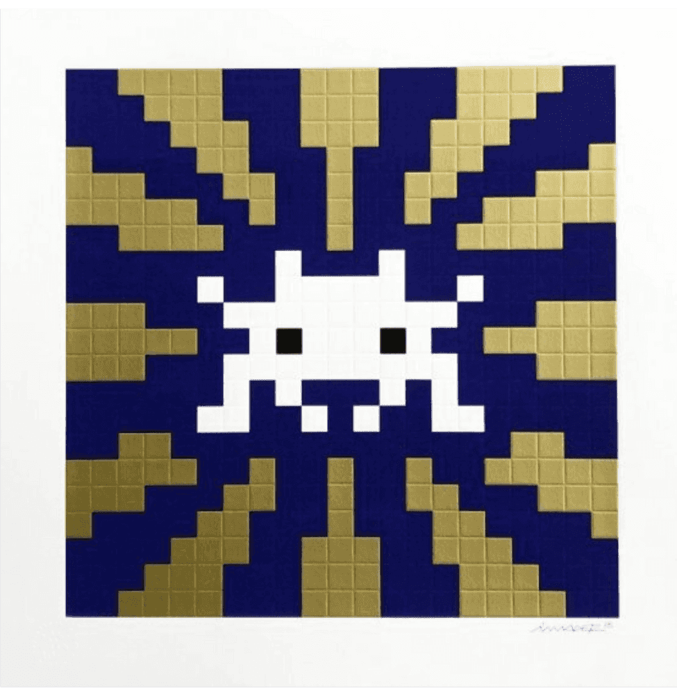 Invader, ‘Sunset (Gold)’, 2018, Print, Embossed screenprint on white art paper with metallic gold ink, Over The Influence, Numbered, Dated