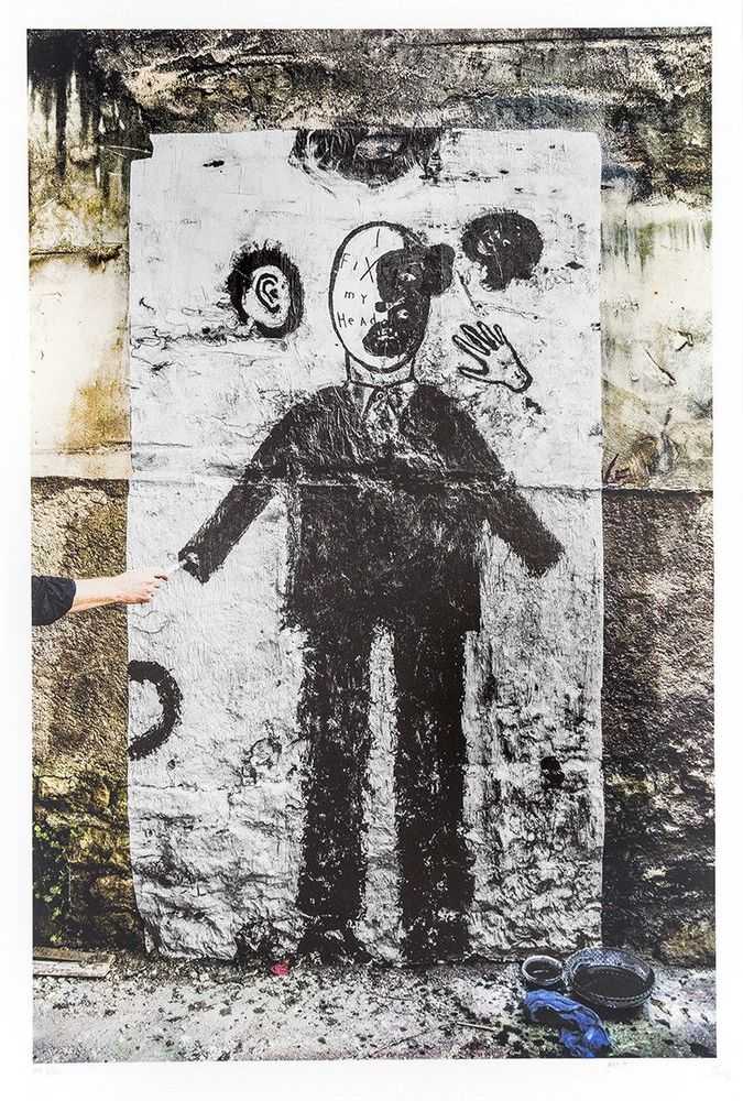 JR, ‘I Fix My Head II’, 2014, Print, 8 colours lithography printed with Marinoni machine on white BFK Rives 270gsm, 99 Prints, Numbered, Dated