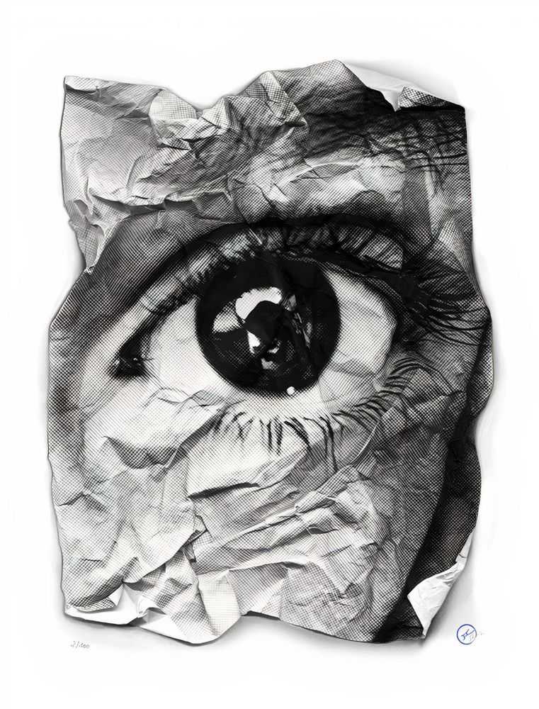 JR, ‘Eye Froissè’, 2011, Print, Screenprint on 100% cotton paper, Studiocromie, Numbered, Dated