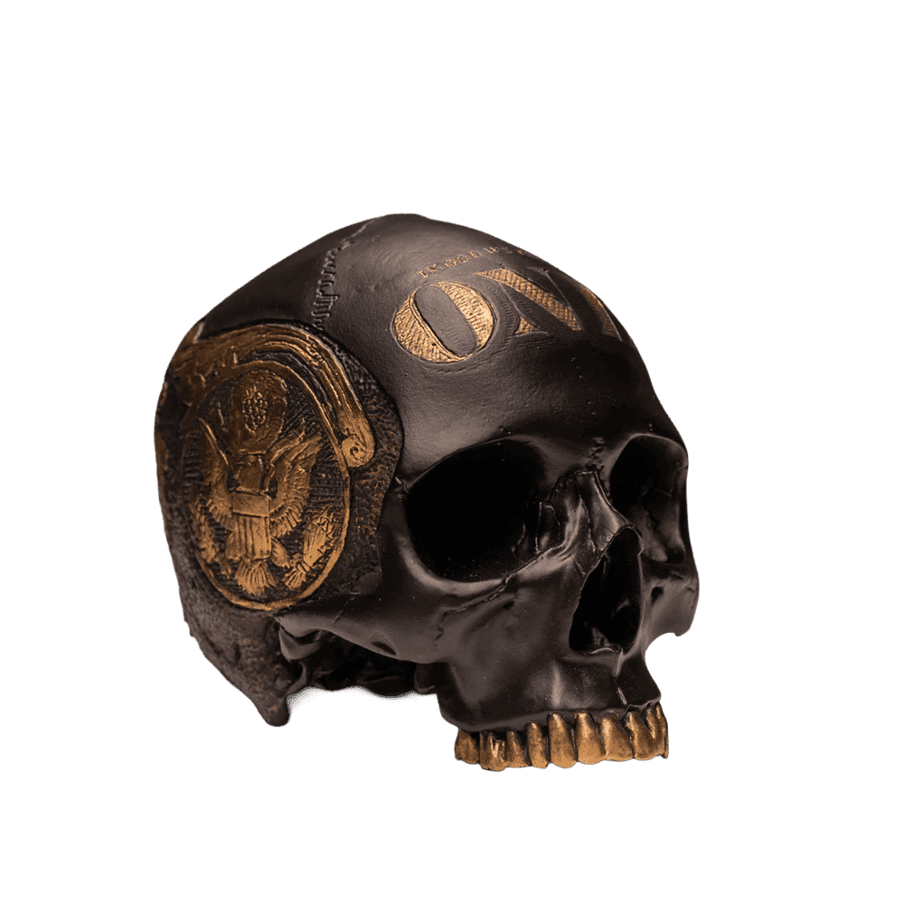 Jack Of The Dust, ‘Dead Presidents Skull - Gold’, 2026, Sculpture, Cast Resin Sculpture, null, Numbered, Handfinished