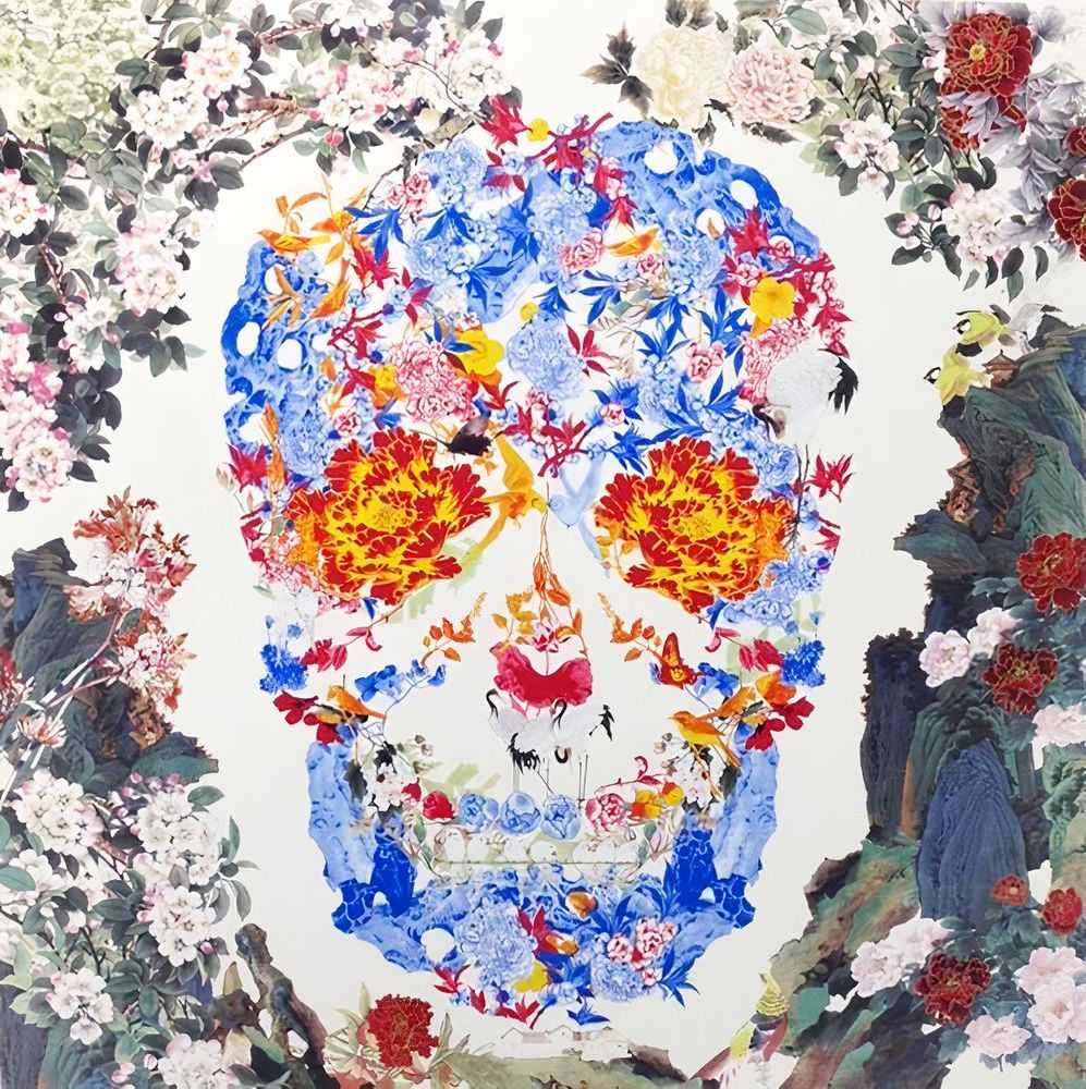 Jacky Tsai, ‘Chinese Floral Skull (Paper)’, 04-10-2015, Print, 14 colour screenprint with hand torn edge on Somerset Satin 410gsm paper, Eyestorm, Numbered