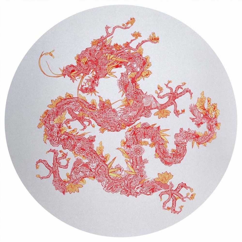 Jacky Tsai, ‘Floral Dragon (Shanghai Tang Series)’, 30-05-2014, Print, 4 colour screenprint on Somerset 410gsm paper, Eyestorm, Numbered