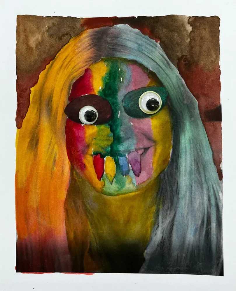 Jake Chapman, ‘Be Comfortable in Your Own Skin’, 2022, Print, Hand watercolour on digital print with google eyes on Colorplan White Frost 350gsm paper, Heimlich Productions, Numbered, Handfinished