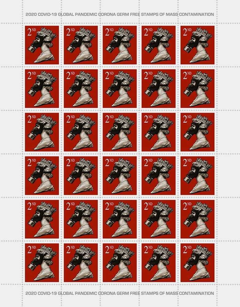 James Cauty, ‘Covidian Culture 2nd Class Stamp Sheet’, 2020, Print, Real gummed and perforated stamp sheets, L-13 Light Industrial Workshop, 