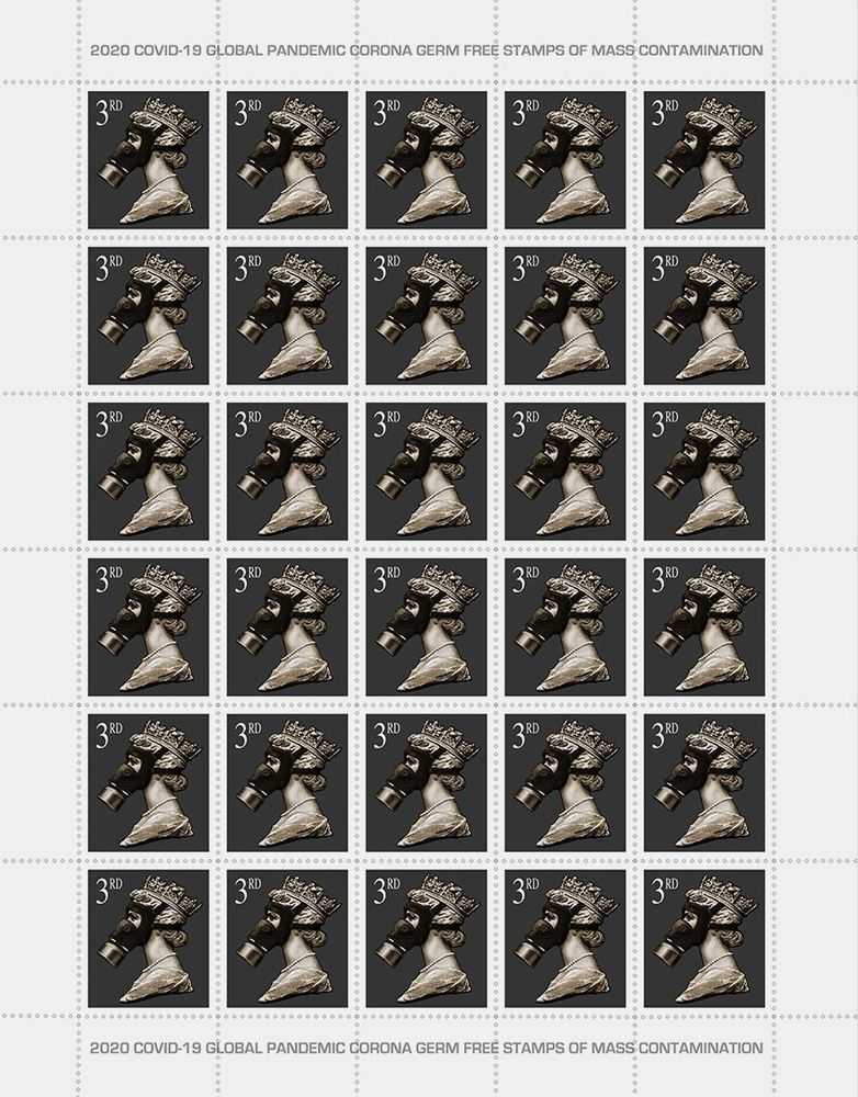 James Cauty, ‘Covidian Culture 3rd Class Stamp Sheet’, 2020, Print, Real gummed and perforated stamp sheets, L-13 Light Industrial Workshop, 