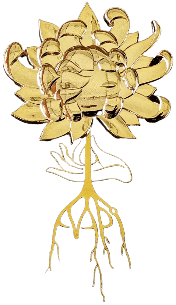 James Jean, ‘Chrysanthemum Pin’, 2021, Collectible, Polished brass body and detailing , two deluxe brass clutches, Self-released, Numbered