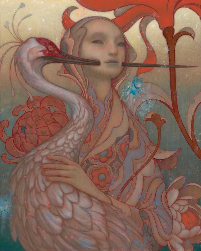James Jean, ‘Crane’, 2026, Print, Intricate foil detailing and embossing Sculptural glass-like details and enhancements, null, Numbered