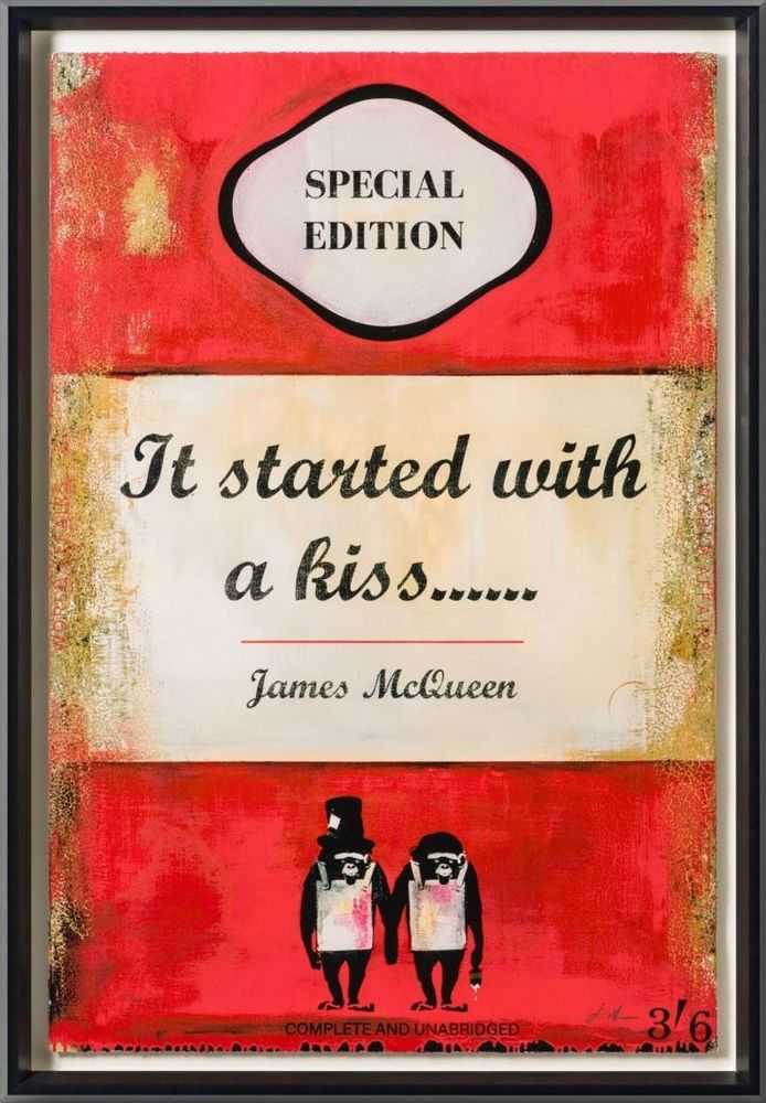 James McQueen, ‘It Started With A Kiss’, 2024, Print, Silkscreen and Archival Pigment in Colour on Deckled Edge Somerset Satin 410gsm Paper floated on a frame with 3mm Float Glass, Castle Fine Art, Numbered, Framed