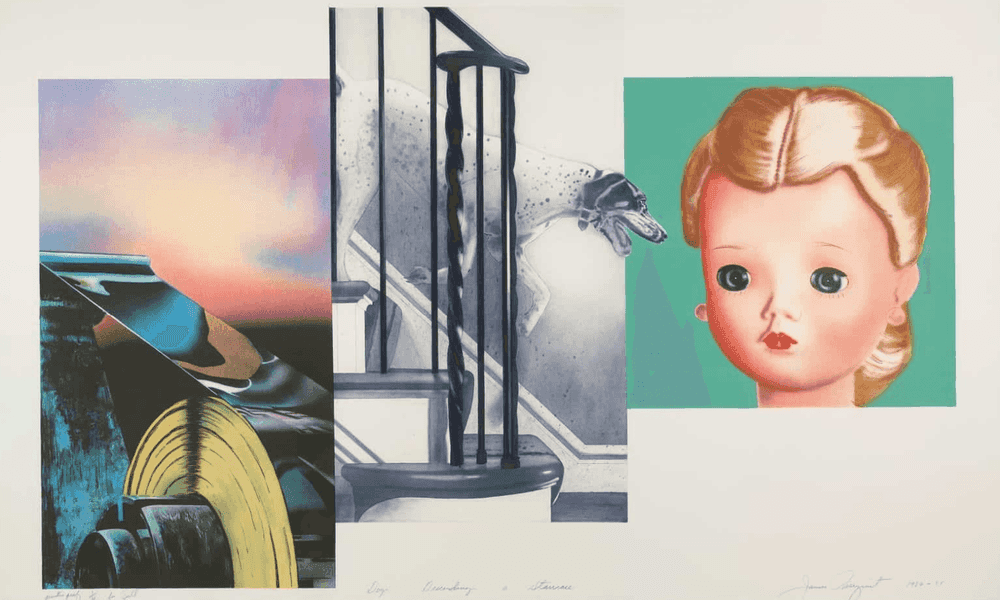 James Rosenquist, ‘Dog Descending a Staircase’, 1982, Print, Lithograph and intaglio on Arches Cold Press paper, Universal Limited Art Editions, Numbered, Dated