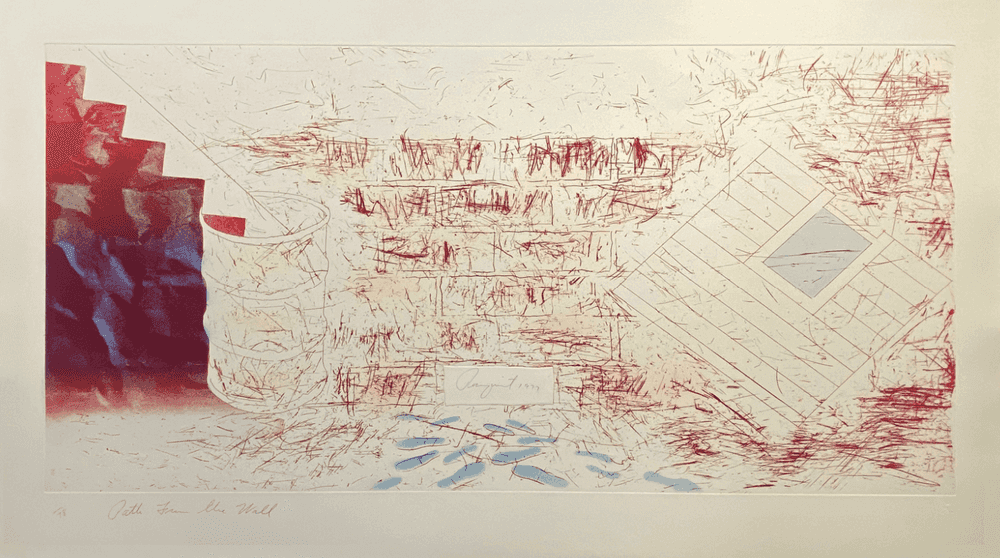 James Rosenquist, ‘Path From The Wall’, 1977, Print, 1 color etching/ aquatint/ embossing with pochoir and hand coloring on Pescia Italia paper, Multiples, Inc, Numbered, Dated