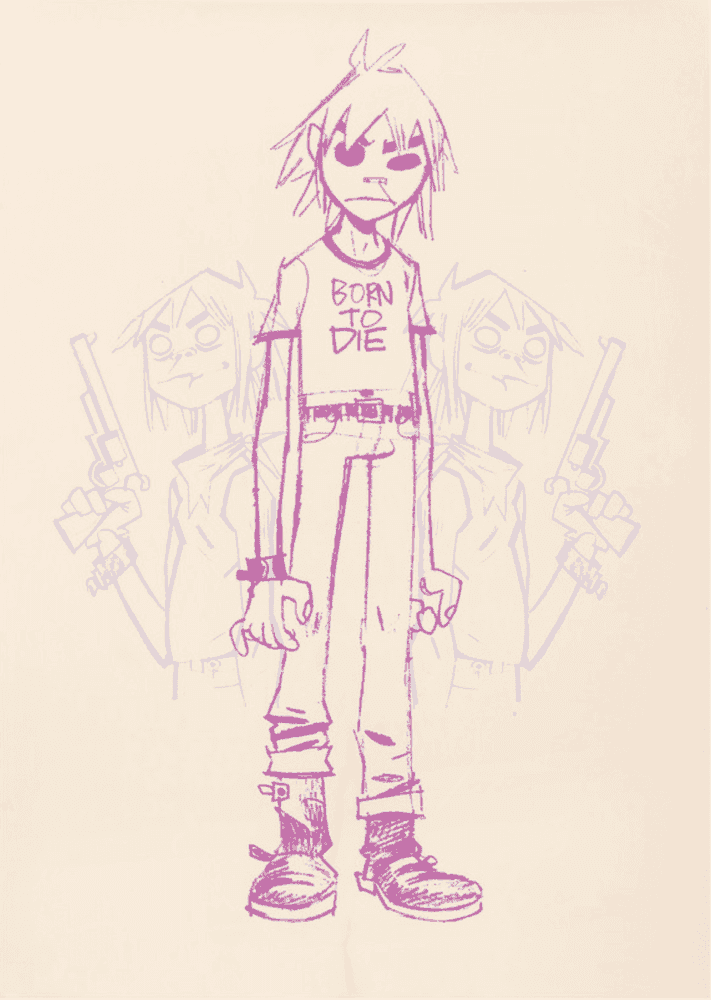 Jamie Hewlett, ‘2D Gorillaz’, 2004, Print, Screenprint on colour paper, Pictures On Walls, Numbered