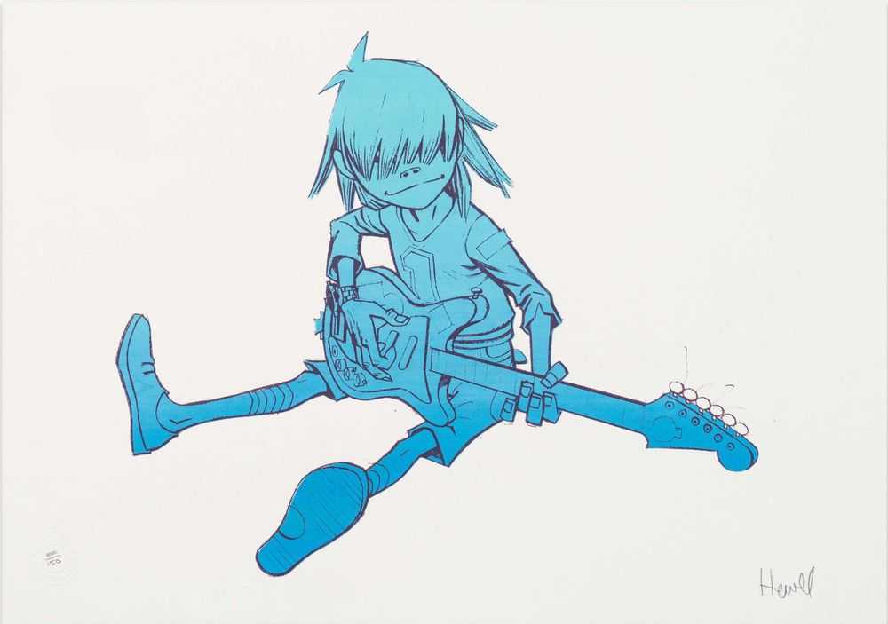 Jamie Hewlett, ‘Noodle (Blue Signed)’, 02-12-2004, Print, Screenprint on colour paper, Pictures On Walls, Numbered