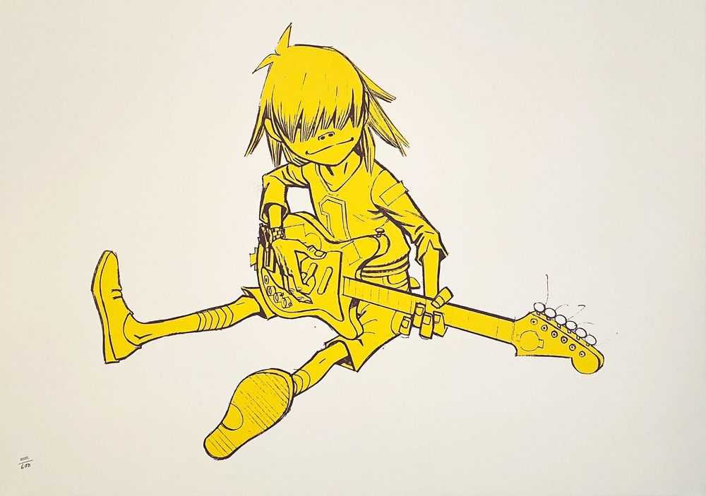 Jamie Hewlett, ‘Noodle (Yellow Signed)’, 02-12-2004, Print, Screenprint on colour paper, Pictures On Walls, Numbered