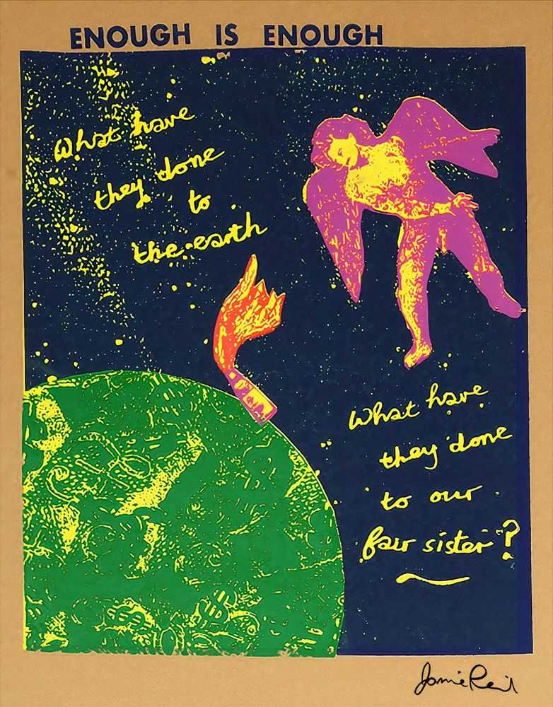 Jamie Reid, ‘Enough Is Enough (Night)’, 15-04-2019, Print, Five colour screenprint on recycled acid free brown card, L 13 Light Industrial Workshop, Numbered