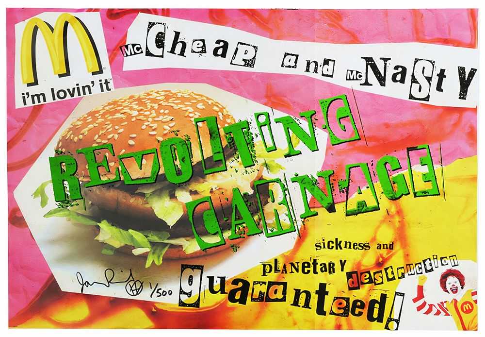 Jamie Reid, ‘I'm Lovin' It / I'm Hatin' It’, 28-09-2019, Print, Two colour screenprint over full colour poster on silk poster paper, L 13 Light Industrial Workshop, Numbered