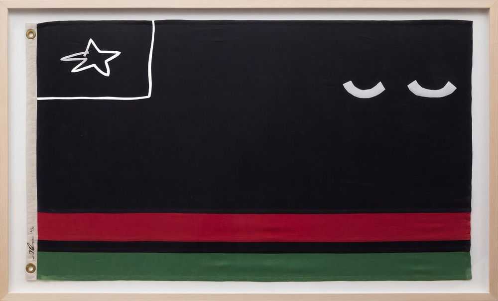 Jammie Holmes, ‘I've Seen It All’, 24-03-2021, Print, Machine and hand embroidered linen with two custom-made 'HOLMES 2020' brass eyelets. Framed in natural wood, Louis Buhl & Co, Numbered, Framed