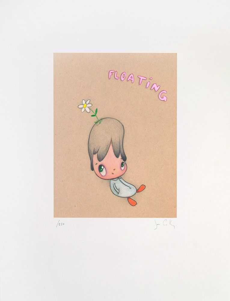 Javier Calleja, ‘Floating’, 2024, Print, 15 colour engrave with a 4 photopolymer etching plates process on digitally printed background on 65gsm Shin Inbe paper. Mounted on 290gsm Fabriano Tiepolo paper, with a final colour applied by hand by the printmaker, Avant Arte, Numbered