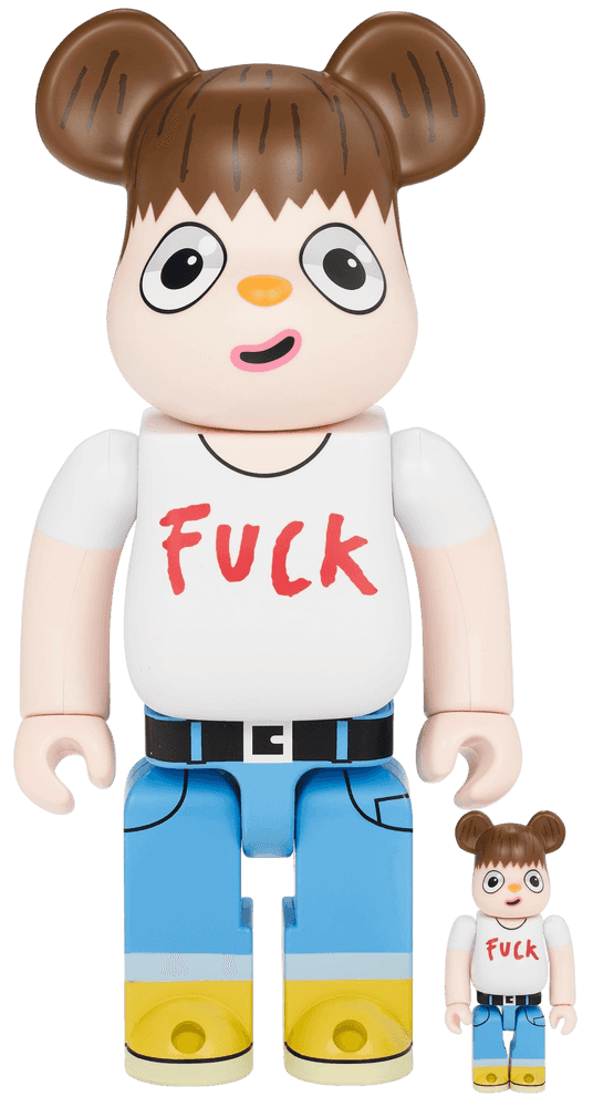 Javier Calleja, ‘Fuck You' BE@RBRICK (100% + 400% Set)’, 2018, Sculpture, Vinyl, Medicom Toy, 