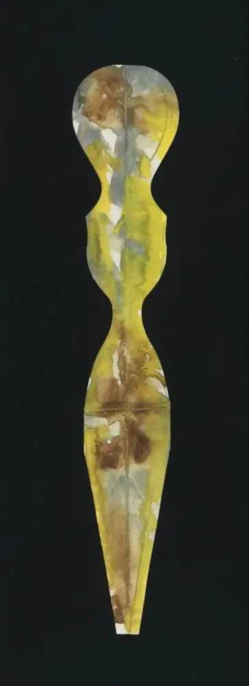 Jean Arp, ‘Poupée sur fond noir’, 1960, Print, Mixed media on cream wove paper, laid down on thick black wove paper which is in turn laid   down by the artist on cream card., null, Dated