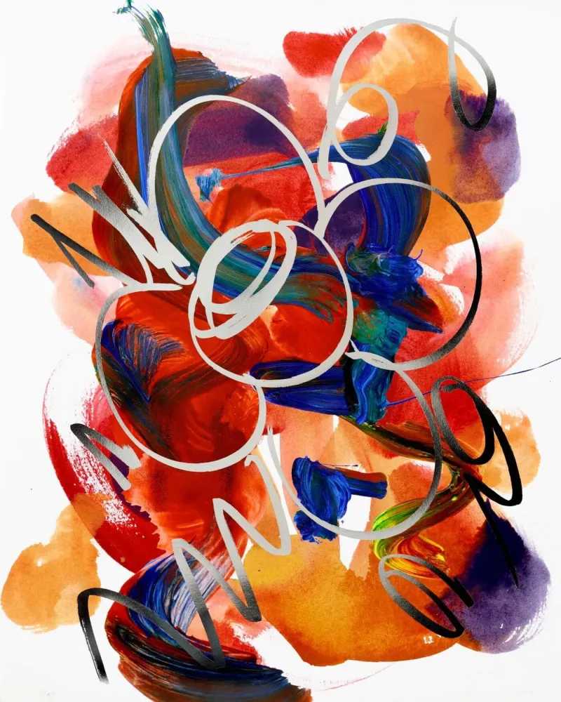 Jeff Koons, ‘Flower Drawing’, 05-02-2019, Print, Highly reflective silver foil on top of an archival pigmented inkjet print of watercolour and tempura brushstrokes on Canson Plantine Fibre Rag 310g paper, Ashmolean Museum, Numbered, Dated