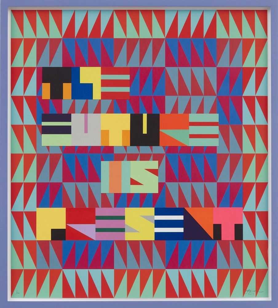 Jeffrey Gibson, ‘The Future Is Present’, 2019, Print, Digital print, silkscreen, collage, gloss varnish, custom color frame, Sikkema Jenkins & Co., Numbered, Framed