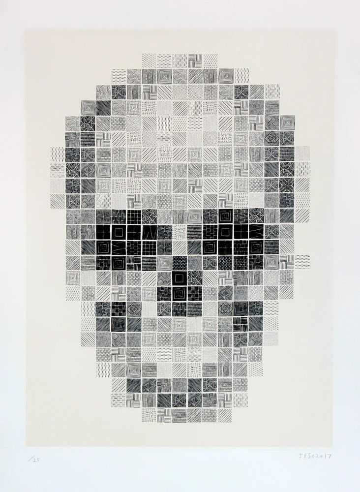 Jess Wilson, ‘Blue Pearl Pixel Skul’, 2017, Print, 3 Colour Screenprint on Somerset Tub Sized Paper, null, Numbered