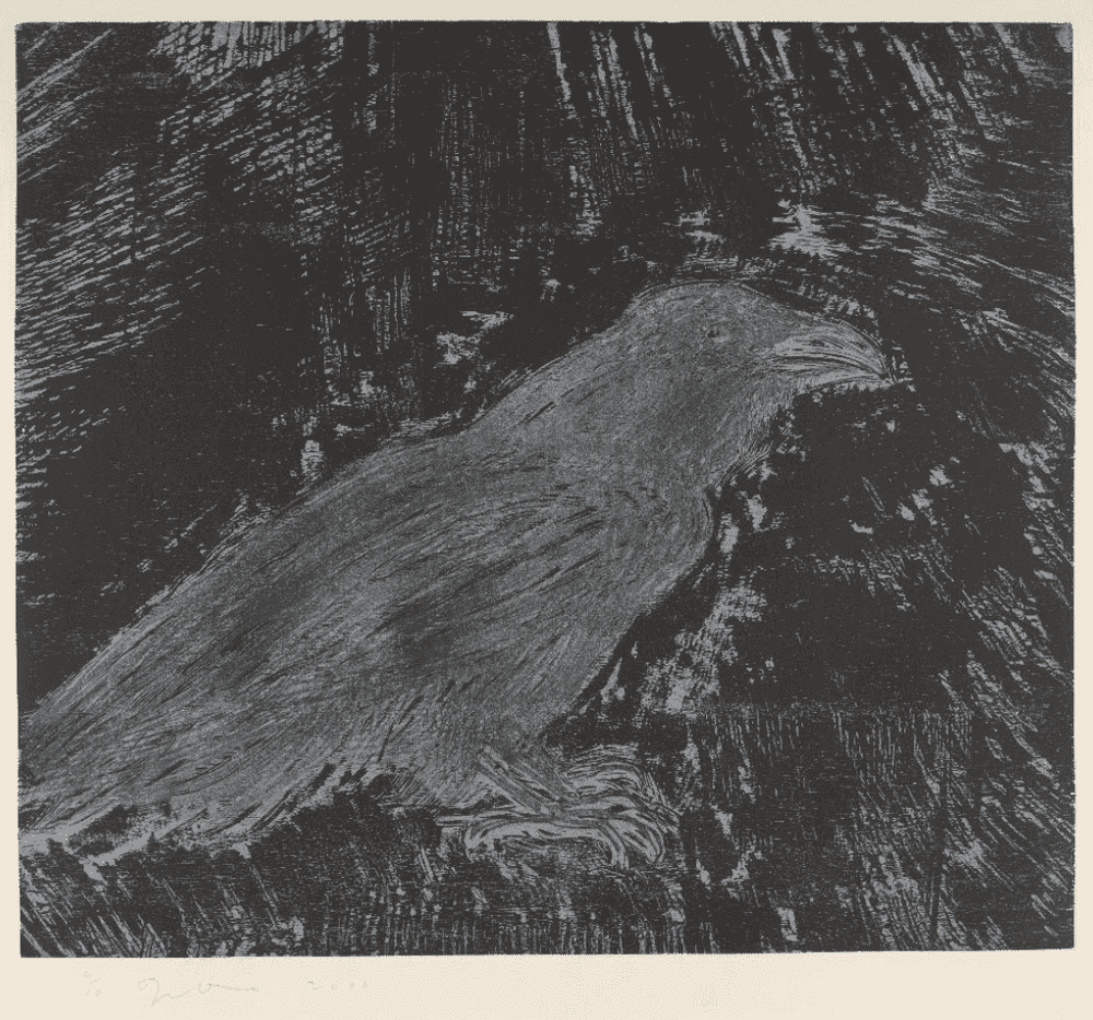 Jim Dine, ‘Red Raven III’, 1935, Print, Woodcut and soft-ground etching printed in black and blue on wove, Pace Editions, Inc., Numbered, Dated