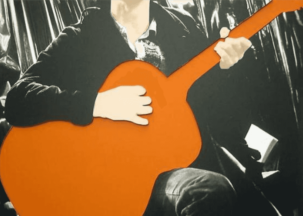John Baldessari, ‘Person with Guitar (Orange)’, 2004, Print, 3-layer, 5-color screenprint construction (mounted to Sintra and hand cut), null, 