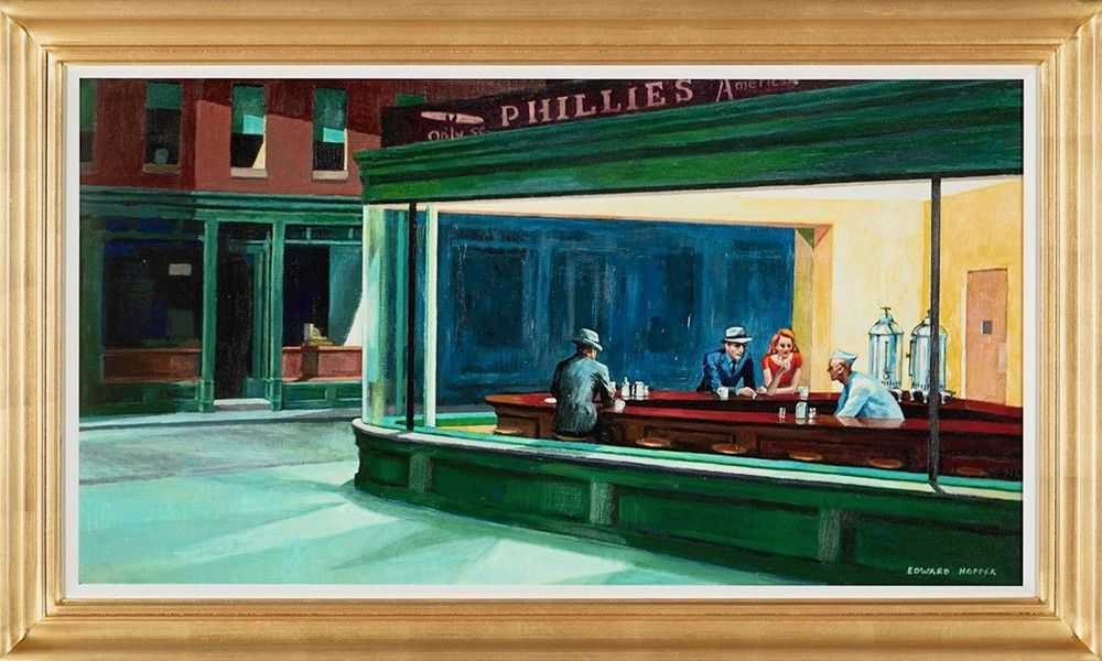 John Myatt, ‘Nighthawks' In The Style of Edward Hopper’, 2021, Print, Fine Art Print, Castle Fine Art, Numbered, Framed