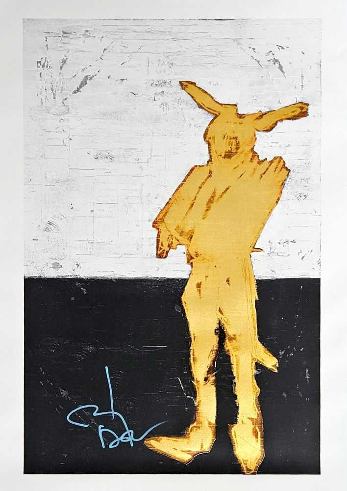 Johnny Depp, ‘The Bunnyman’, 2023, Print, Mixed media screenprint/UV flatbed, hand embellished with 24ct gold leaf, Self released, Numbered, Handfinished