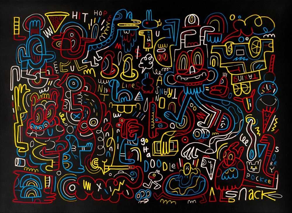 Jon Burgerman, ‘Nightlines’, 22-06-2015, Print, 4-Color screenprint on 130lb Mohawk Vellum Fine Art Paper, 1xRUN, Numbered