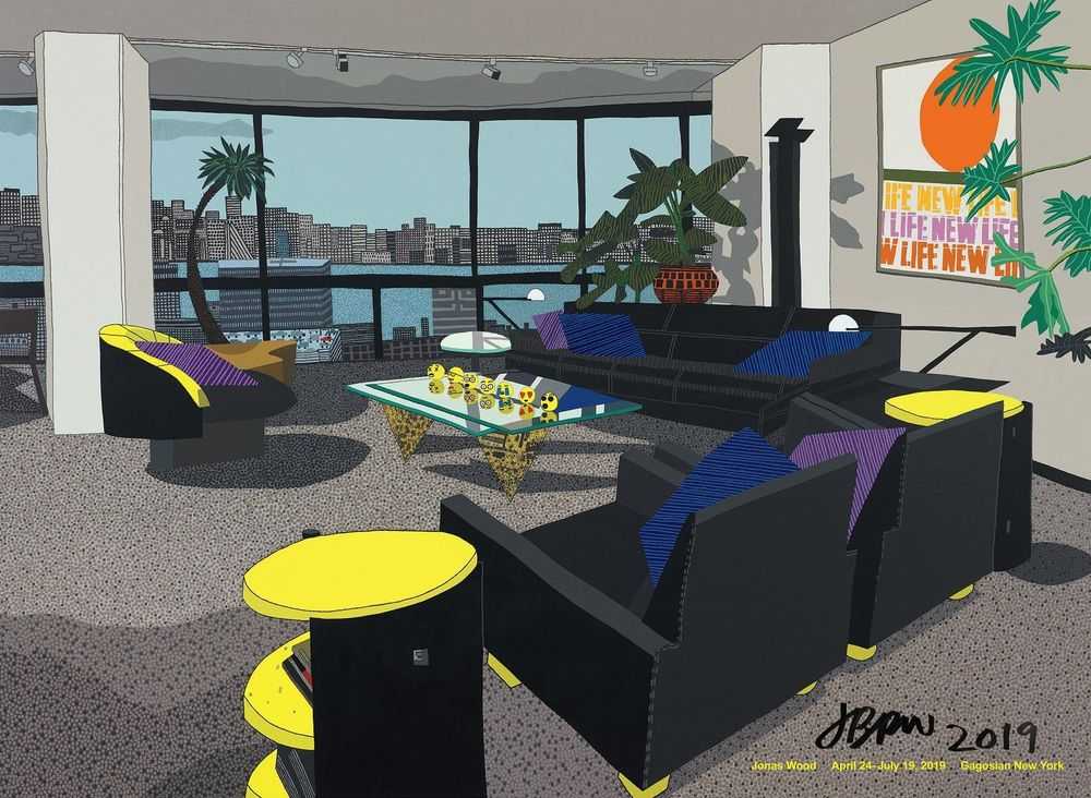 Jonas Wood, ‘Jersey City Apartment (Signed)’, 2019, Print, Offset lithograph, Gagosian, Dated