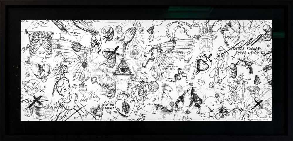 Joseph Klibansky, ‘Guided by Angels (White)’, 2020, Print, Archival cotton paper diamond dust museum glass screen print ink wood and aluminum frame, Self Released, Numbered, Framed