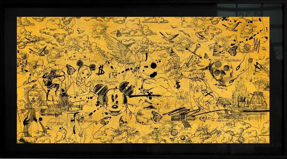 Joseph Klibansky, ‘Over The Rainbow (Gold)’, 2018, Print, Archival cotton paper museum glass reflective gold paint screen print ink wooden frame, Self Released, Numbered, Framed
