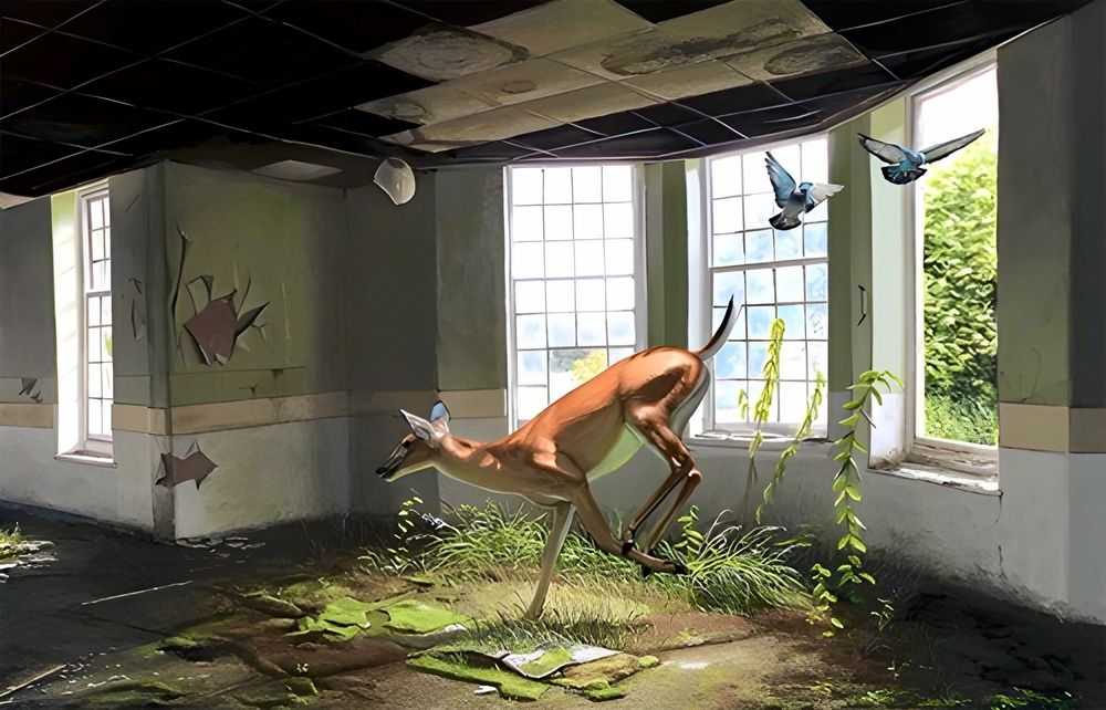 Josh Keyes, ‘Afternoon Of A Faun’, 01-03-2016, Print, Giclee Print, Tiny Showcase, 