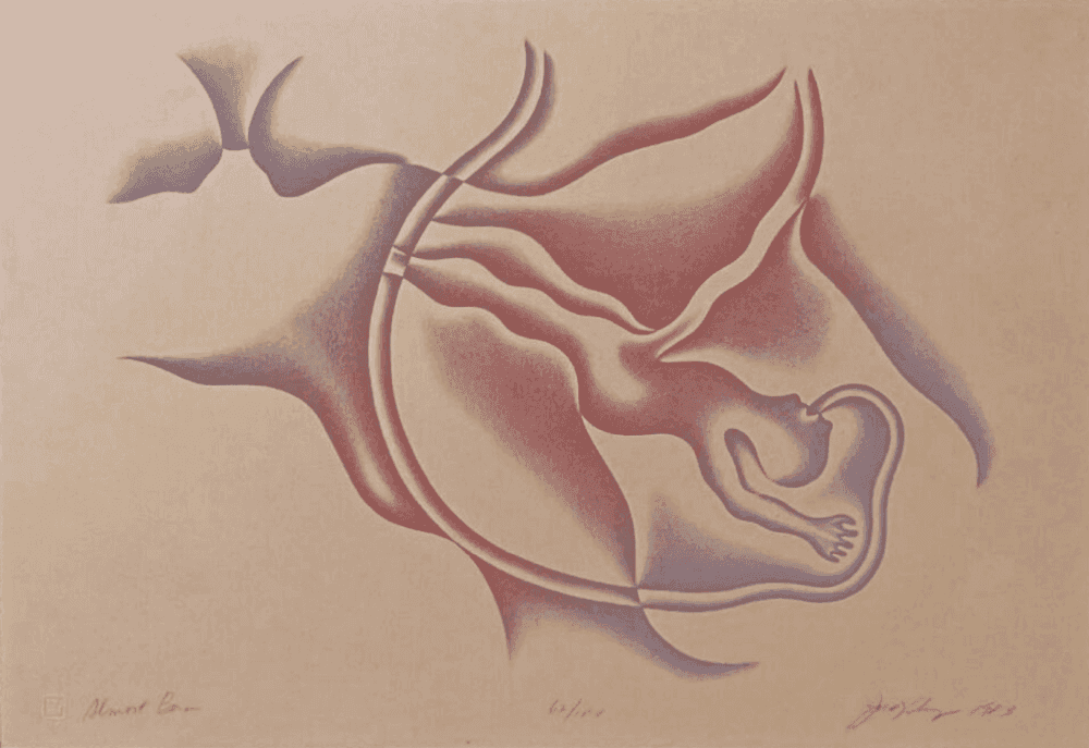 Judy Chicago, ‘Almost Born’, 1983, Print, Lithograph on Rives tan BFK paper, Hand Graphics, Inc., Numbered, Dated